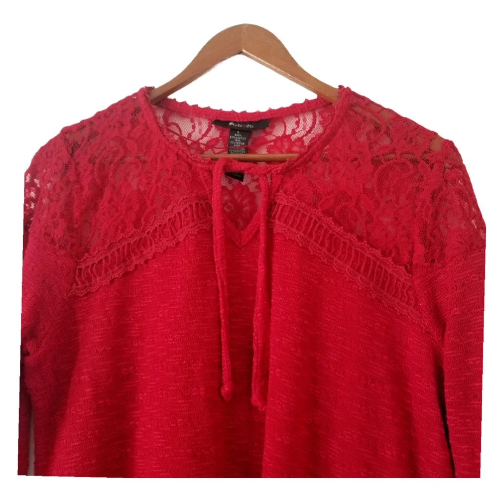 Style & Co. blouse - top with lace and 3/4 sleeve - Size L